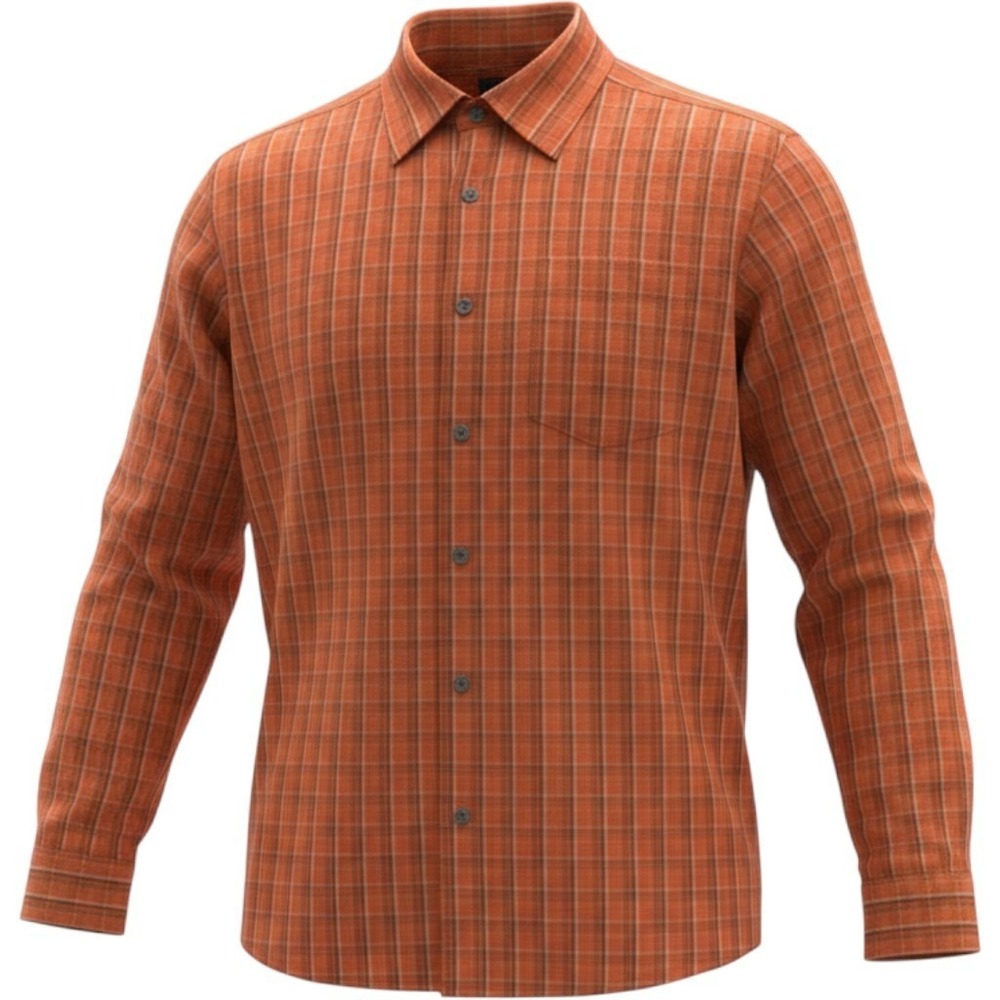 Marmot Shirt Mens L Red Orange Plaid Button-Down Long Sleeve SCC-233 EUC
